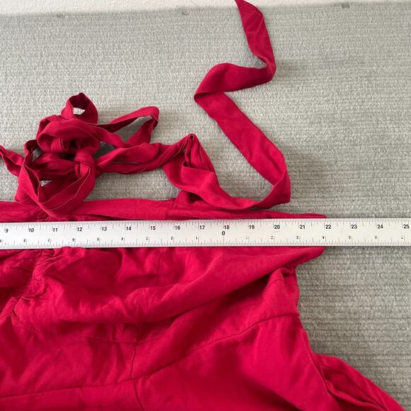 Torrid Retro Chic Dress Women 3X Red Halter Neck Smocked Midi Party Pin Up - Picture 4 of 7